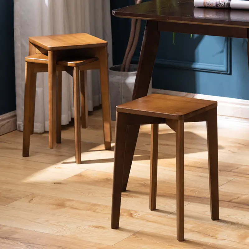 Solid wood stackable stools (3)