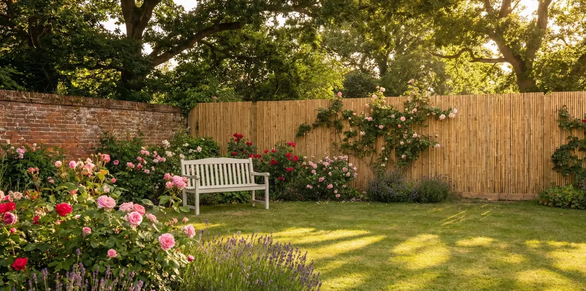 English Country Garden with Bamboo Fence 1200x800