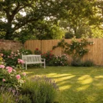 English Country Garden with Bamboo Fence 1200x800